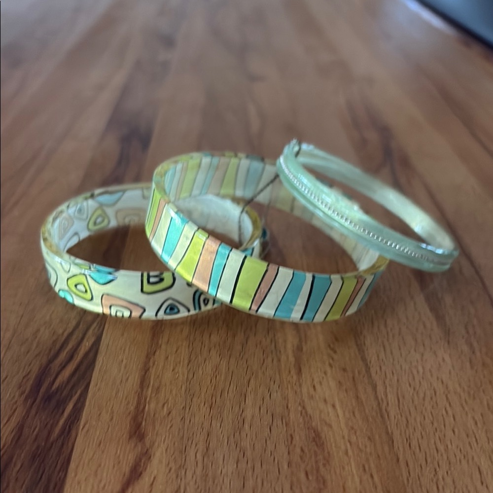 Set of funky vintage acrylic bracelets